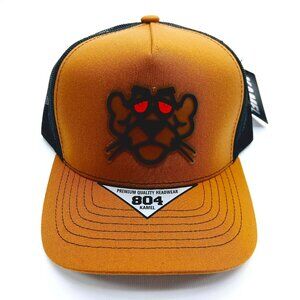 Tan And Black Mesh Snapback Pink Panther With Bloodshot Eyes Hat